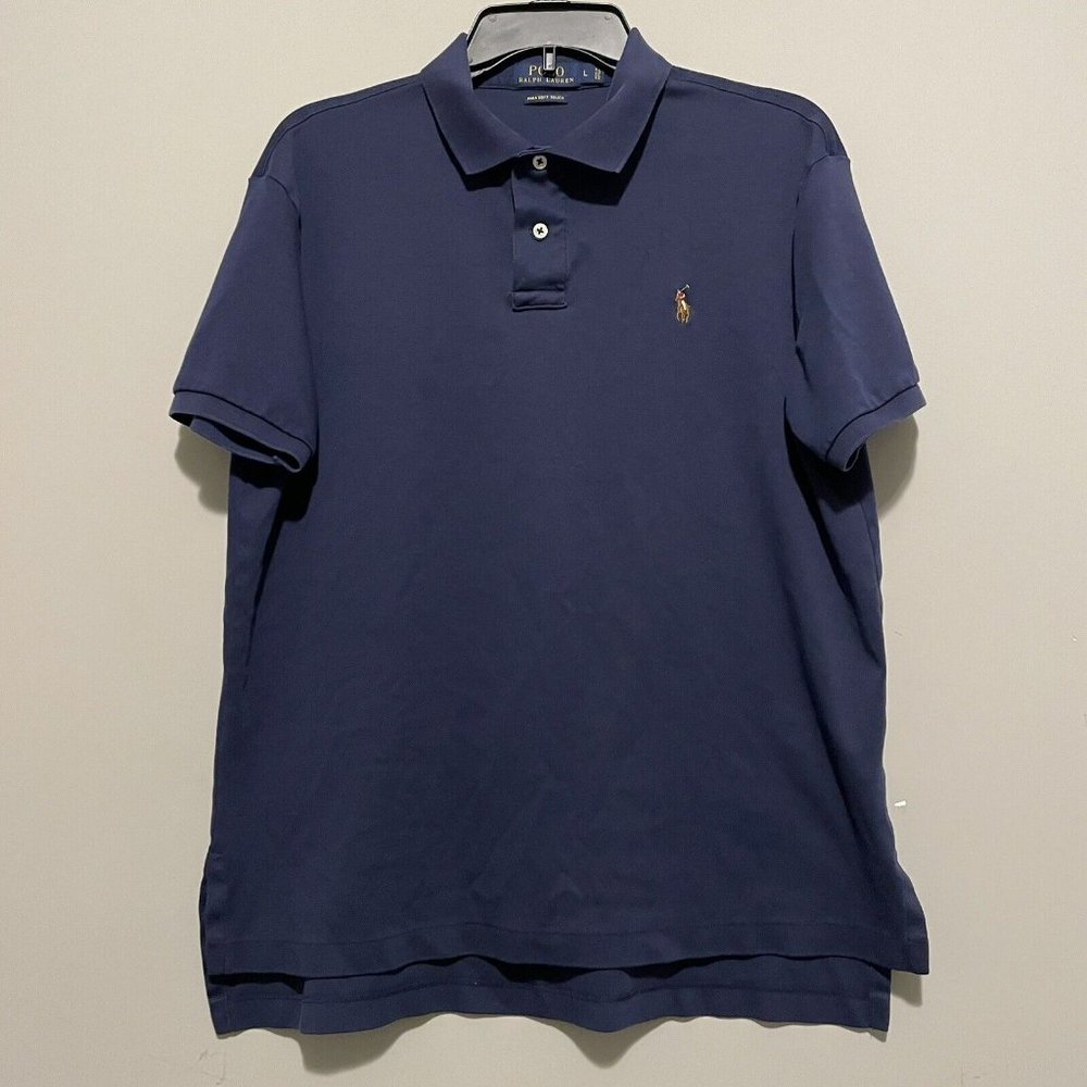 Polo Ralph Lauren Shirt Men's Large Blue Short Sleeve Polo Pima Cotton
